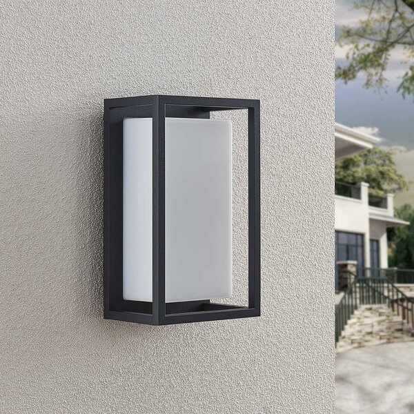 Kinkiet zewnętrzny LED Ilirian Lucande, czarny, aluminium, nowoczesny