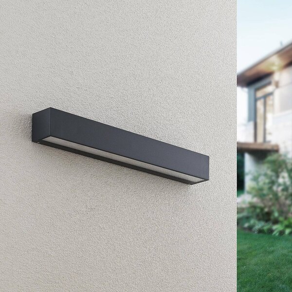 Kinkiet zewnętrzny LED Lengo Lucande, czarny, aluminium, nowoczesny