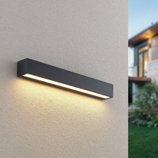 Kinkiet zewnętrzny LED Lengo Lucande, czarny, aluminium, nowoczesny