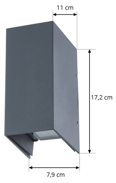 Kinkiet zewnętrzny LED Kimian Lucande, czarny, aluminium, nowoczesny