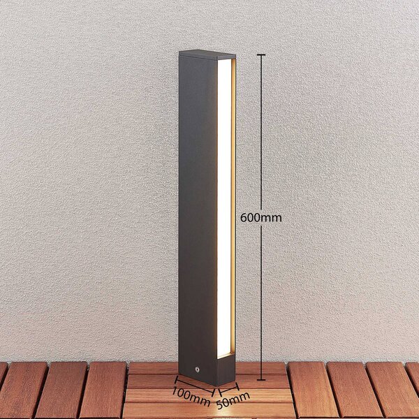 Słupek oświetleniowy LED Lirka Lucande, aluminiowy / szary / cynkowy, aluminium, nowoczesny