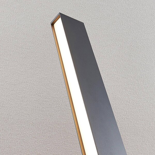 Słupek oświetleniowy LED Lirka Lucande, aluminiowy / szary / cynkowy, aluminium, nowoczesny
