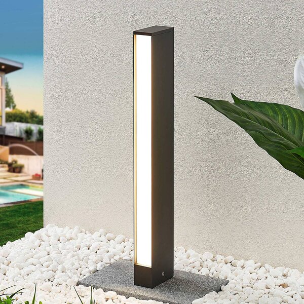 Słupek oświetleniowy LED Lirka Lucande, aluminiowy / szary / cynkowy, aluminium, nowoczesny