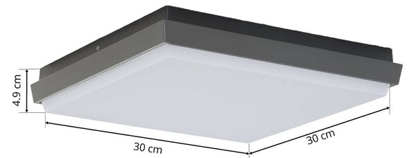 Lucande lampa sufitowa zewnętrzna LED Amra, 30 cm, kątowa, antracytowa Amra, czarny, tworzywo sztuczne, nowoczesny
