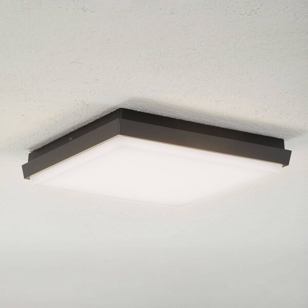 Lucande lampa sufitowa zewnętrzna LED Amra, 30 cm, kątowa, antracytowa Amra, czarny, tworzywo sztuczne, nowoczesny