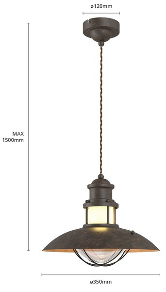 Lindby Rustykalna lampa wisząca Louisanne, brązowa