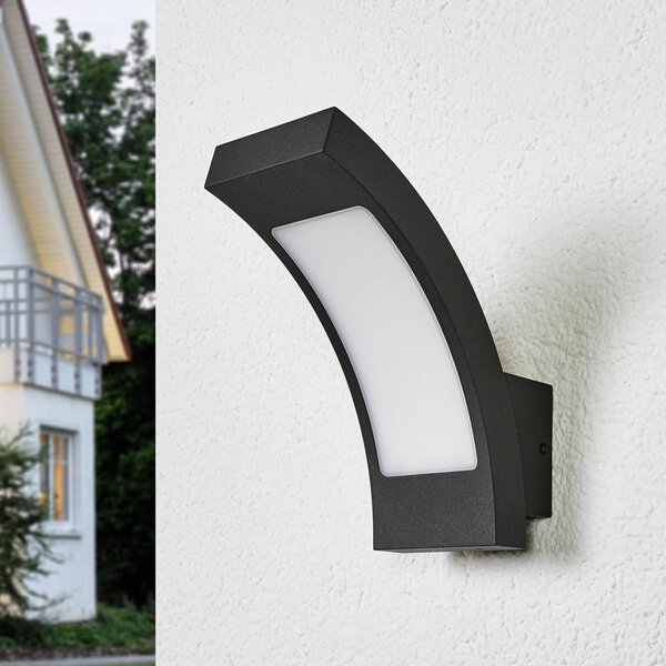 Kinkiet zewnętrzny LED Juvia Lucande, czarny, aluminium, nowoczesny