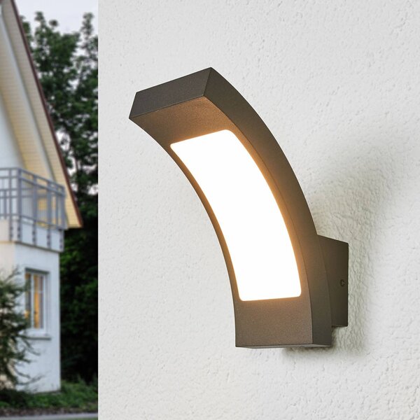 Kinkiet zewnętrzny LED Juvia Lucande, czarny, aluminium, nowoczesny