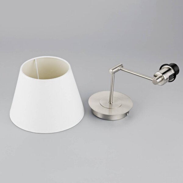 Kinkiet POLA Lindby, możliwość ściemniania, aluminiowy / szary / cynkowy, salon / jadalnia, tkanina / materiał / jedwab, nowoczesny