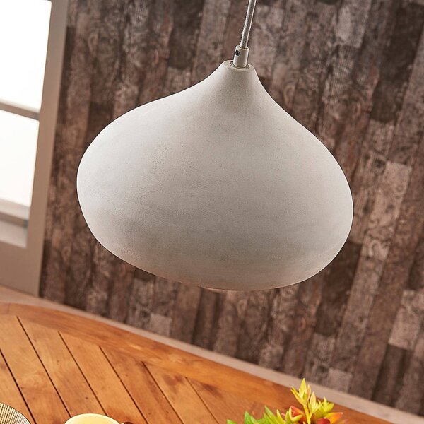Lampa wisząca Morton Lindby, możliwość ściemniania, aluminiowy / szary / cynkowy, salon / jadalnia, beton, nowoczesny