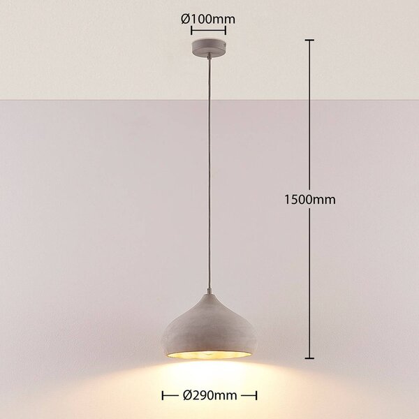 Lampa wisząca Morton Lindby, możliwość ściemniania, aluminiowy / szary / cynkowy, salon / jadalnia, beton, nowoczesny