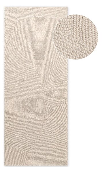 Wełniany chodnik tkany ręcznie w jasnym naturalnym kolorze 80x200 cm Calmio – Hanse Home