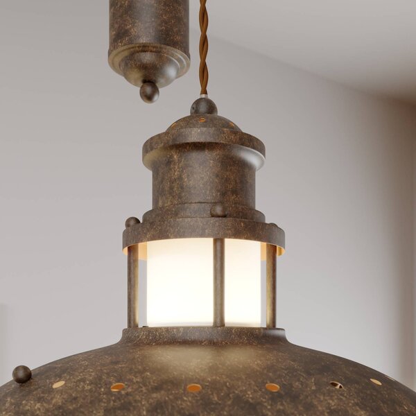 Lampa wisząca Louisanne Lindby, możliwość ściemniania, brązowy / rdzawy, przedpokój, metal, morski
