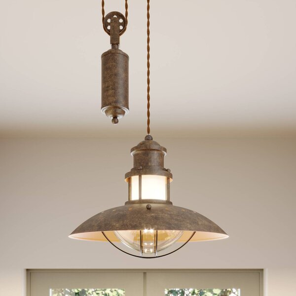 Lampa wisząca Louisanne Lindby, możliwość ściemniania, brązowy / rdzawy, przedpokój, metal, morski
