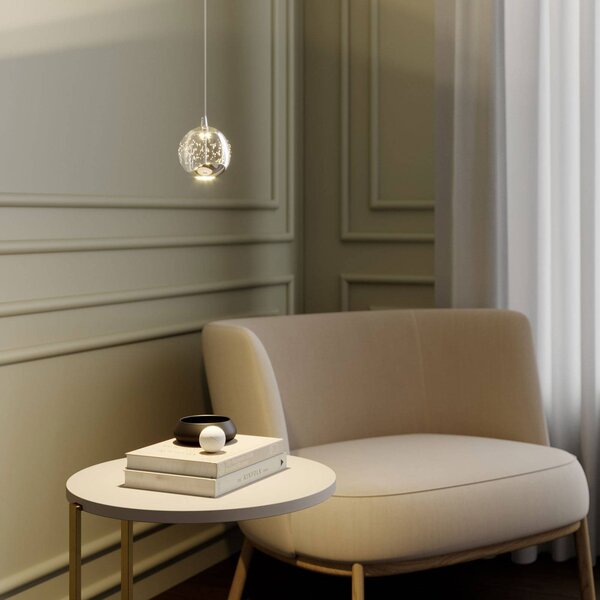 Lampa wisząca szklana Hayley Lucande, przezroczysty / transparentny, salon / jadalnia, szkło, nowoczesny