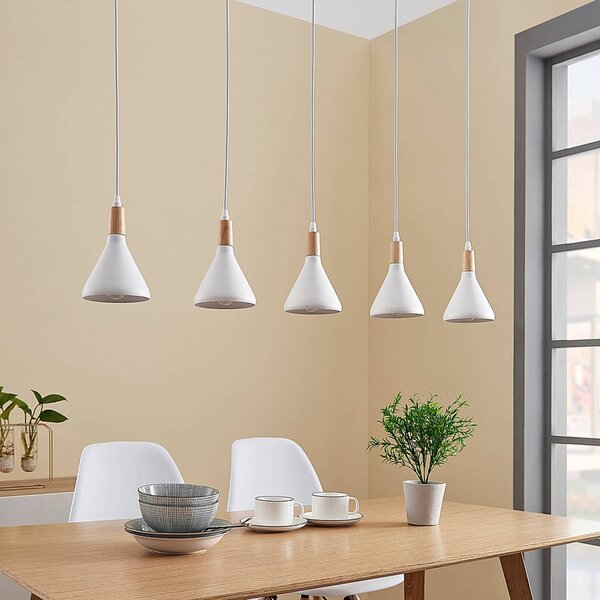 Lampa wisząca Arina Lindby, możliwość ściemniania, biały / opal, salon / jadalnia, metal, nowoczesny