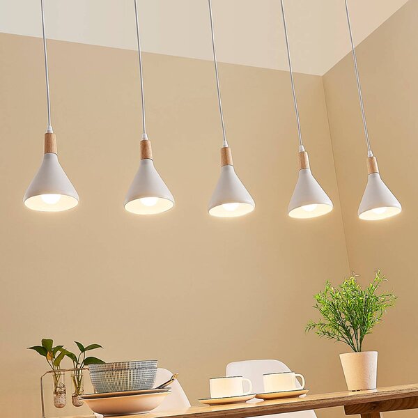 Lampa wisząca Arina Lindby, możliwość ściemniania, biały / opal, salon / jadalnia, metal, nowoczesny