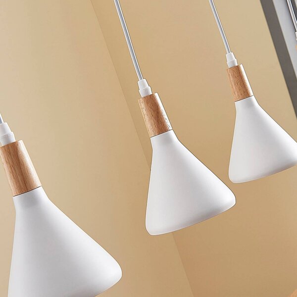 Lampa wisząca Arina Lindby, możliwość ściemniania, biały / opal, salon / jadalnia, metal, nowoczesny