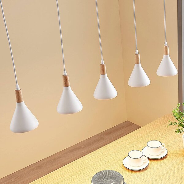 Lampa wisząca Arina Lindby, możliwość ściemniania, biały / opal, salon / jadalnia, metal, nowoczesny