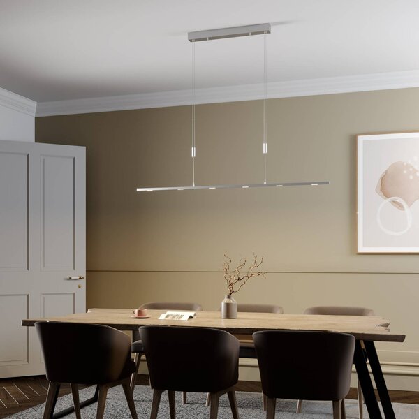 Lampa wisząca Arnik Lucande, możliwość ściemniania, aluminiowy / szary / cynkowy, salon / jadalnia, metal, nowoczesny