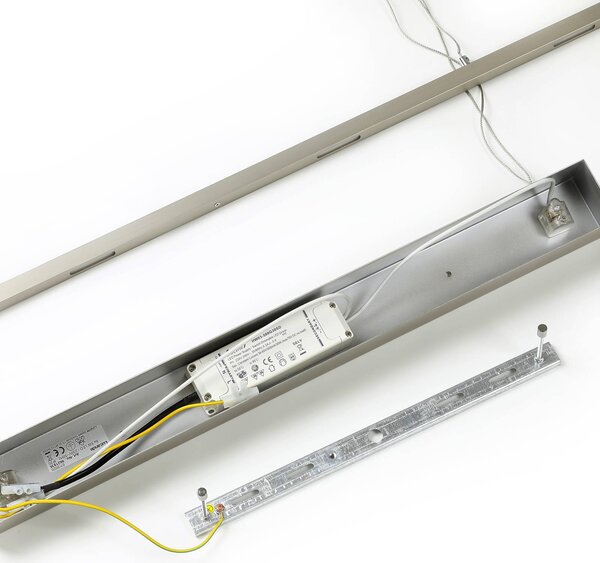 Lampa wisząca Arnik Lucande, możliwość ściemniania, aluminiowy / szary / cynkowy, salon / jadalnia, metal, nowoczesny