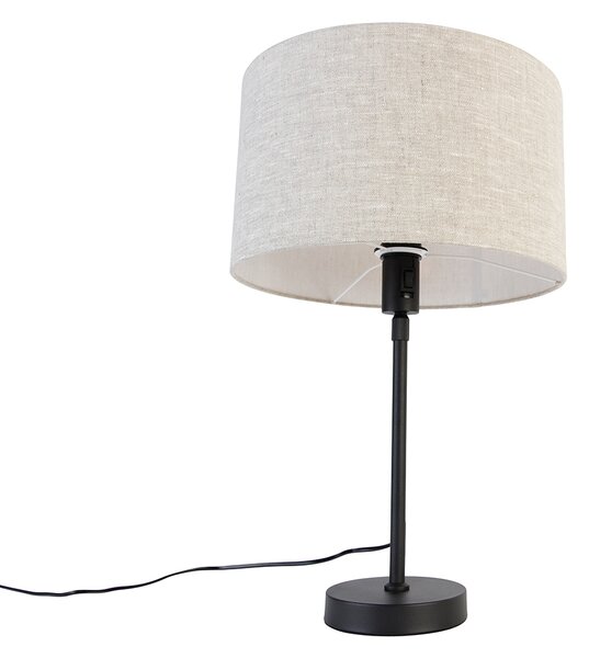Lampa stołowa czarna regulowana z kloszem w jasnoszarym kolorze 35 cm - Parte