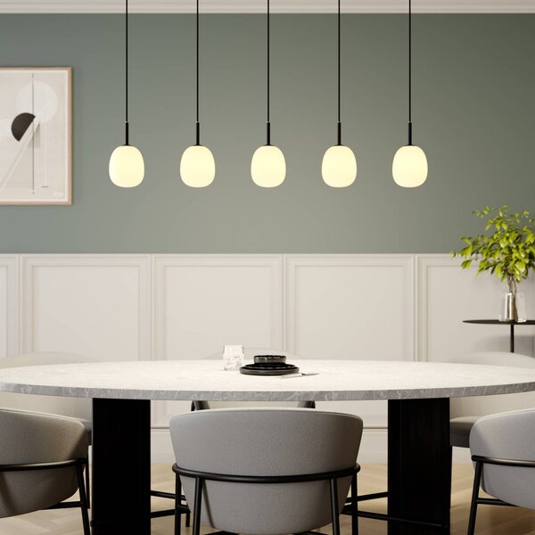 Lampa wisząca szklana Etiena Lindby, możliwość ściemniania, czarny, salon / jadalnia, szkło, nowoczesny