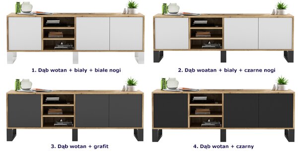 Na tv szafka dąb wotan + grafit S1-E56