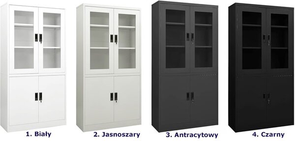 Antracytowa szafa biurowa na klucz z półkami T8-S82