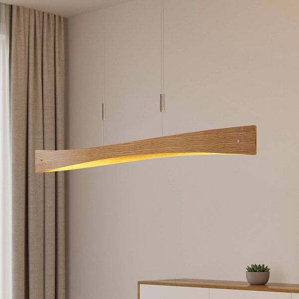 Lampa wisząca Beazina Lindby, możliwość ściemniania, jasne drewno, salon / jadalnia, metal, nowoczesny