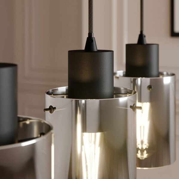 Lampa wisząca szklana Kourtney Lindby, możliwość ściemniania, czarny, salon / jadalnia, nowoczesny