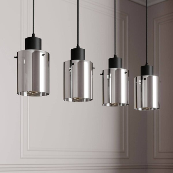 Lampa wisząca szklana Kourtney Lindby, możliwość ściemniania, czarny, salon / jadalnia, nowoczesny