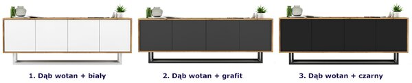 Loftowa szafka rtv dąb wotan + czarny P9-G04