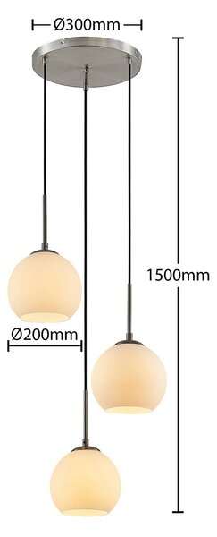 Lampa wisząca Jurian Lindby, możliwość ściemniania, biały / opal, salon / jadalnia, szkło, nowoczesny