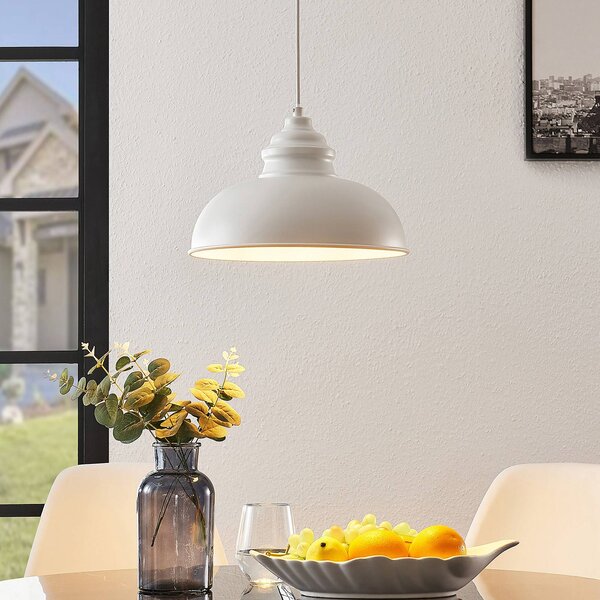Lampa wisząca Cliona Lindby, możliwość ściemniania, biały / opal, salon / jadalnia, metal, vintage