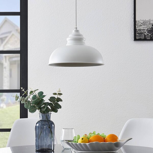Lampa wisząca Cliona Lindby, możliwość ściemniania, biały / opal, salon / jadalnia, metal, vintage