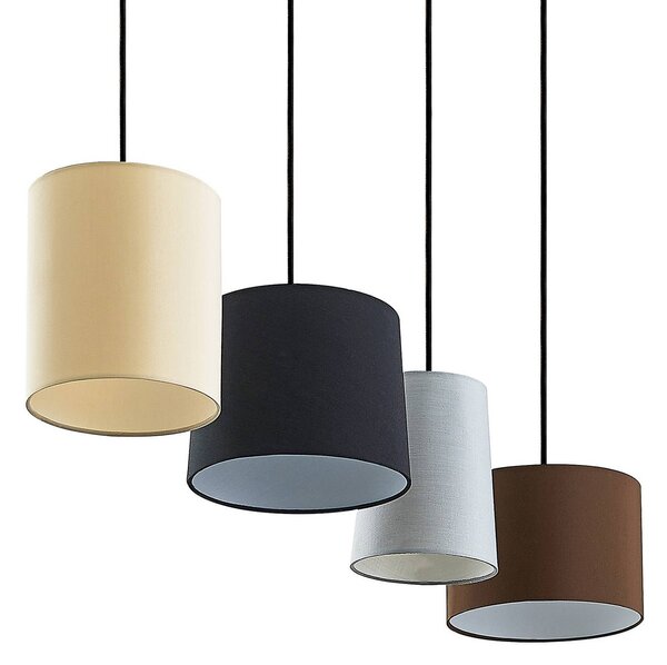 Lampa wisząca Amilia Lindby, możliwość ściemniania, jasne drewno, salon / jadalnia, tkanina / materiał / jedwab, nowoczesny