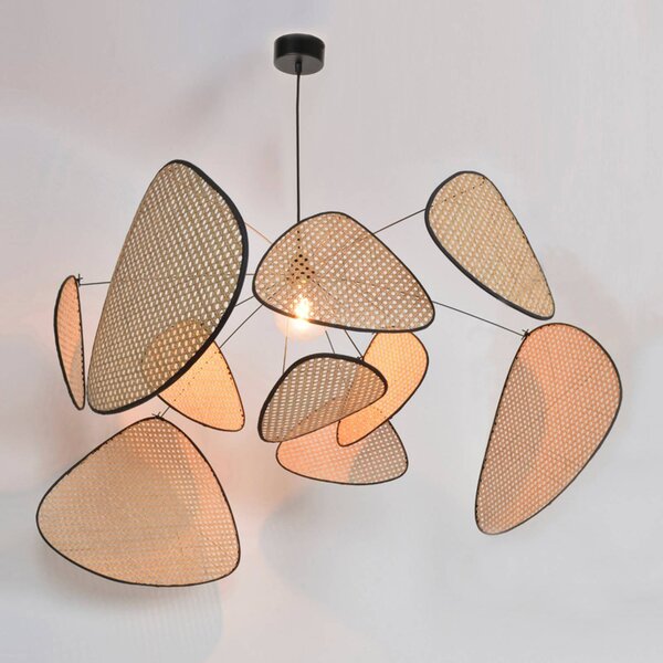 MARKET SET Lampa wisząca designerska Screen XL, możliwość ściemniania, jasne drewno, salon / jadalnia, drewno, design