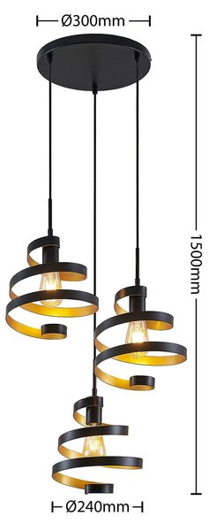 Lampa wisząca designerska Colten Lindby, możliwość ściemniania, czarny, salon / jadalnia, metal, design