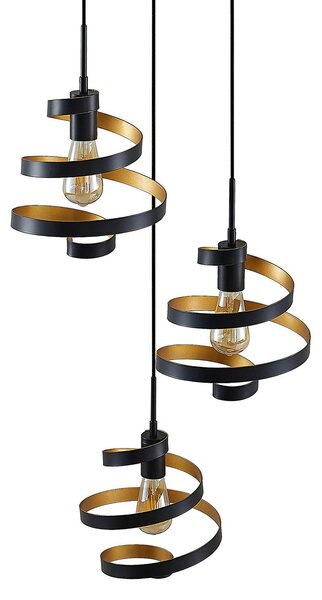 Lampa wisząca designerska Colten Lindby, możliwość ściemniania, czarny, salon / jadalnia, metal, design