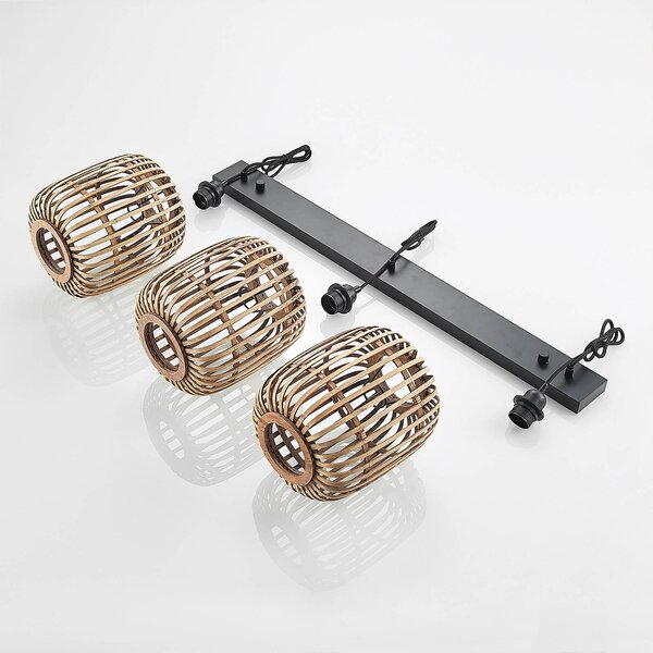 Lampa wisząca Canyana Lindby, możliwość ściemniania, jasne drewno, salon / jadalnia, drewno, dworkowy / rustykalny