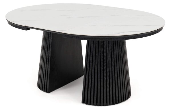 MebleMWM Stół okrągły rozkładany IMPERIAL | 120/160/200 Czarny | blat ceramiczny