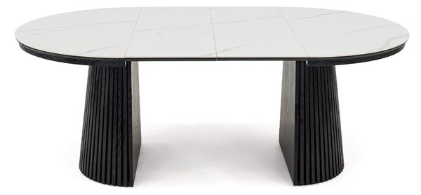 MebleMWM Stół okrągły rozkładany IMPERIAL | 120/160/200 Czarny | blat ceramiczny