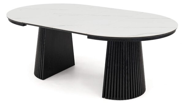 MebleMWM Stół okrągły rozkładany IMPERIAL | 120/160/200 Czarny | blat ceramiczny