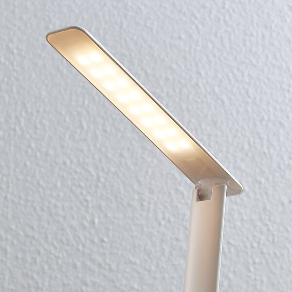Lampa biurkowa LED Ludmilla Lindby, możliwość ściemniania, biały / opal, biuro, tworzywo sztuczne, nowoczesny