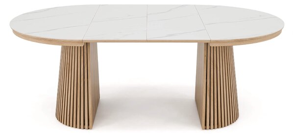 MebleMWM Stół okrągły rozkładany IMPERIAL | 120/160/200 Dąb natural | blat ceramiczny