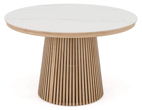 MebleMWM Stół okrągły rozkładany IMPERIAL | 120/160/200 Dąb natural | blat ceramiczny