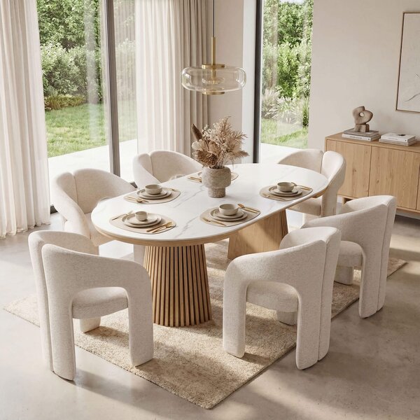 MebleMWM Stół okrągły rozkładany IMPERIAL | 120/160/200 Dąb natural | blat ceramiczny