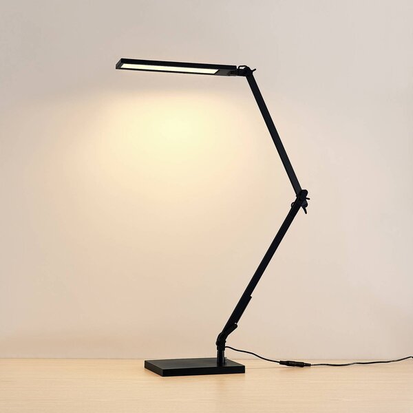 Lampa biurkowa LED Antisa Lindby, możliwość ściemniania, czarny, biuro, tworzywo sztuczne, nowoczesny