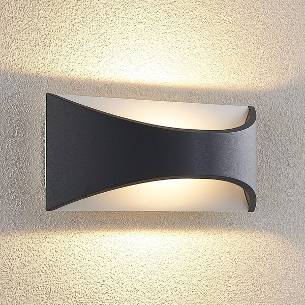 Kinkiet zewnętrzny LED Mathea Lindby, czarny, aluminium, nowoczesny